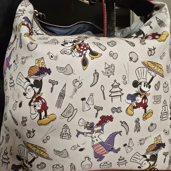Dooney & Bourke White Hobo Bag with Mickey Mouse Chef Design - Picture 1 of 11